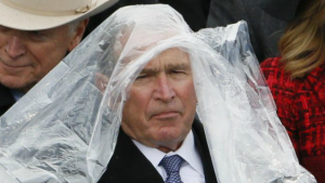 Former President George W. Bush Spent The Inauguration Battling A Poncho