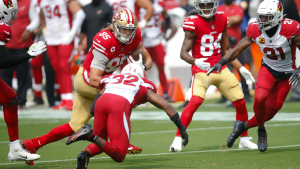 George Kittle unbothered by low hit from from Budda Baker, says he turned off Jets game after injuries