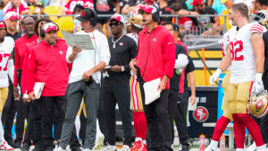 Kyle Shanahan discusses philosophy on when to take players out in big wins